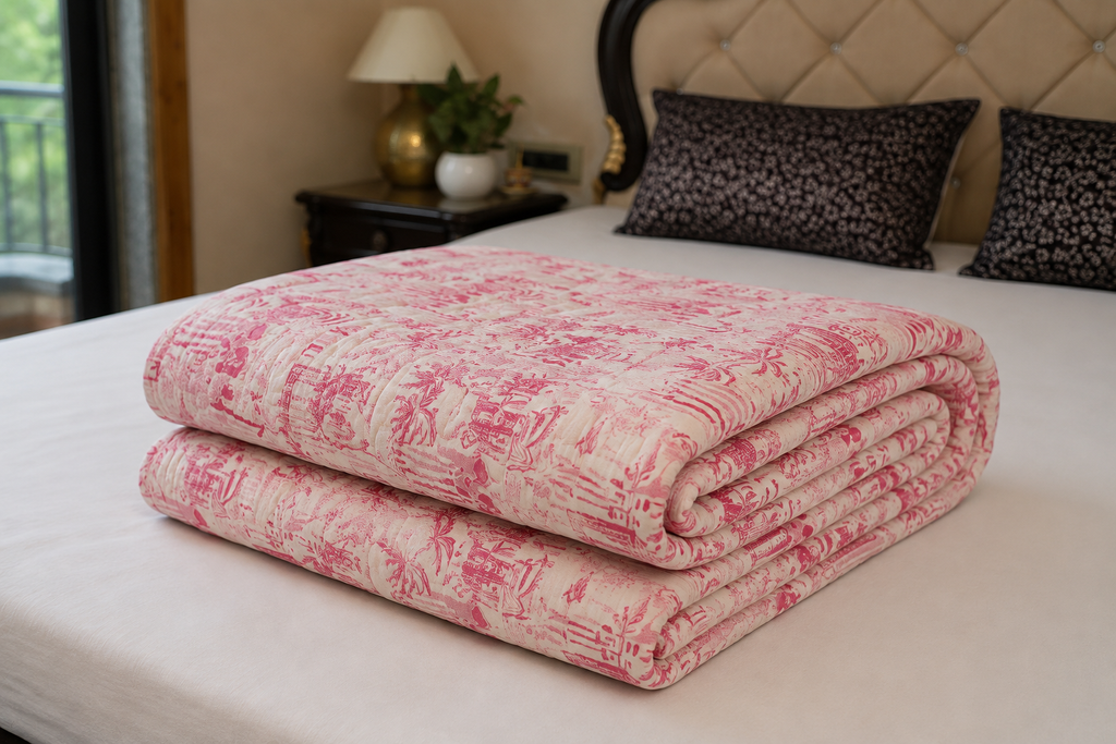 Gulabi Dastan Handcrafted Cotton Quilt