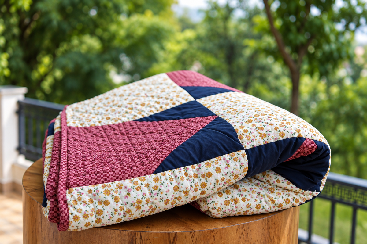 Blush Mosaic Handcrafted Cotton Quilt