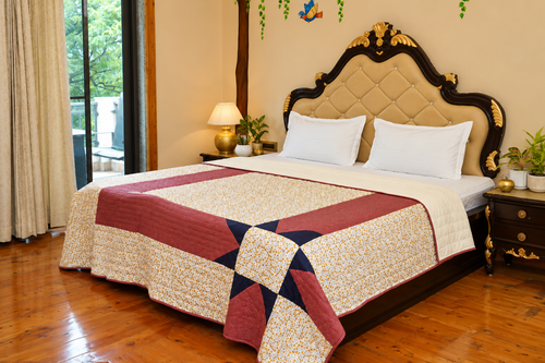 Blush Mosaic Handcrafted Cotton Quilt