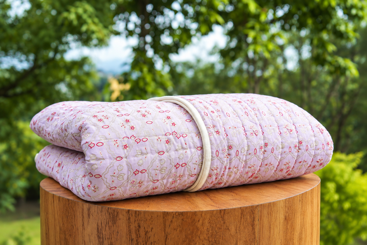 Lilac Rose Handcrafted Cotton Quilt