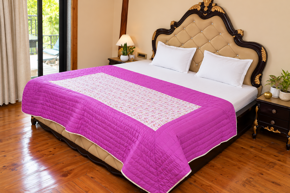 Pink Petal Handcrafted Cotton Quilt