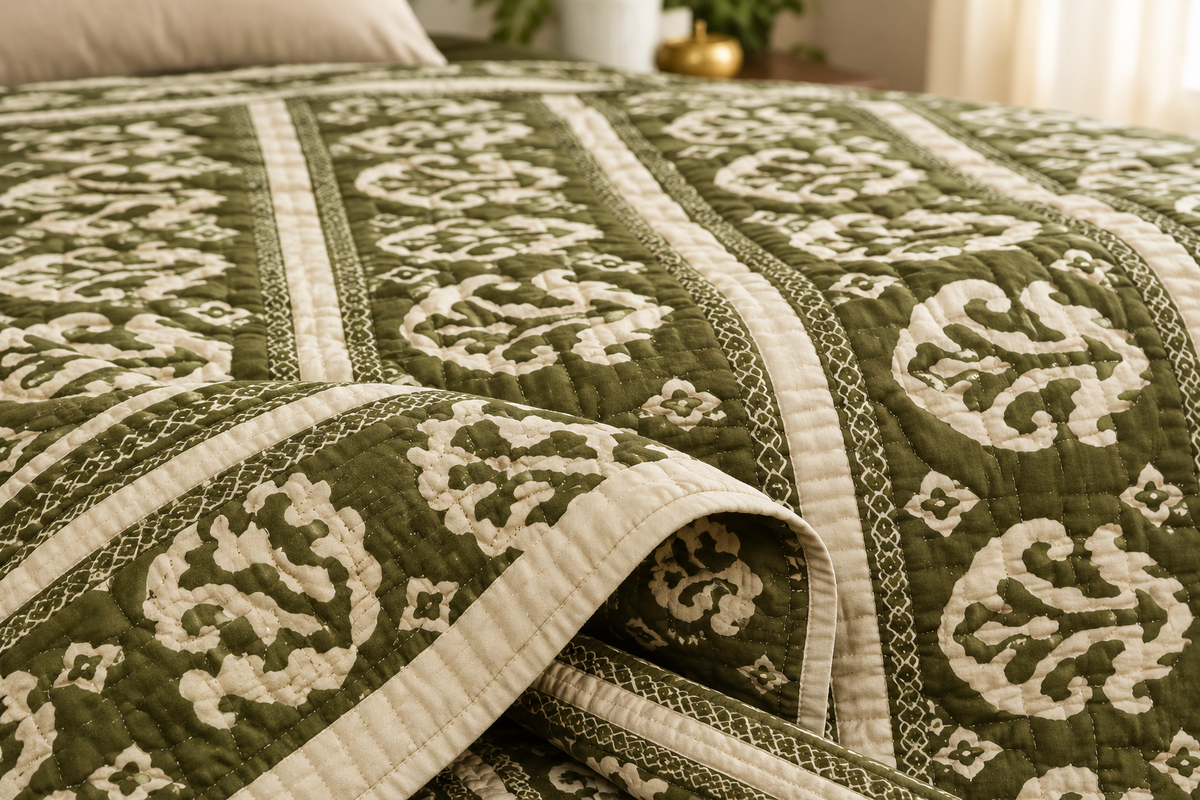 Olive Grace Handcrafted Cotton Quilt