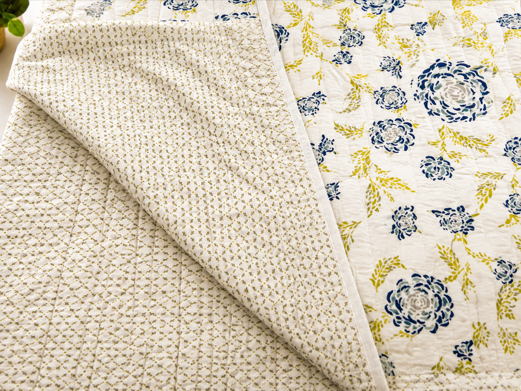 Blue Meadow – Handcrafted Cotton Quilt