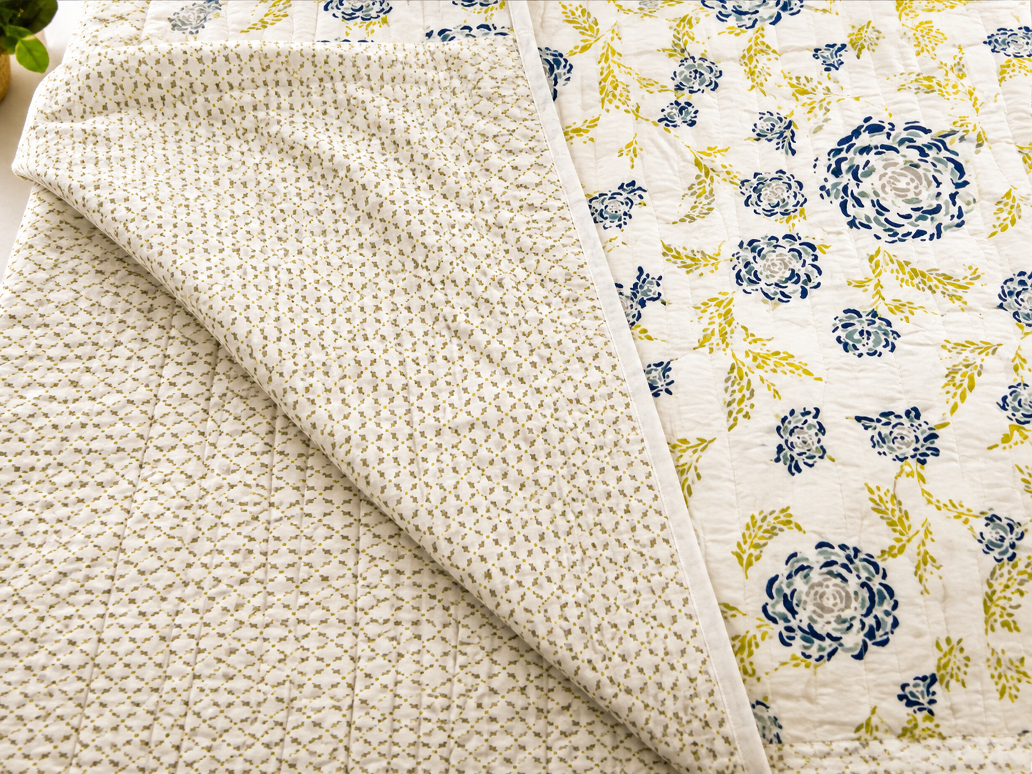Blue Meadow – Handcrafted Cotton Quilt