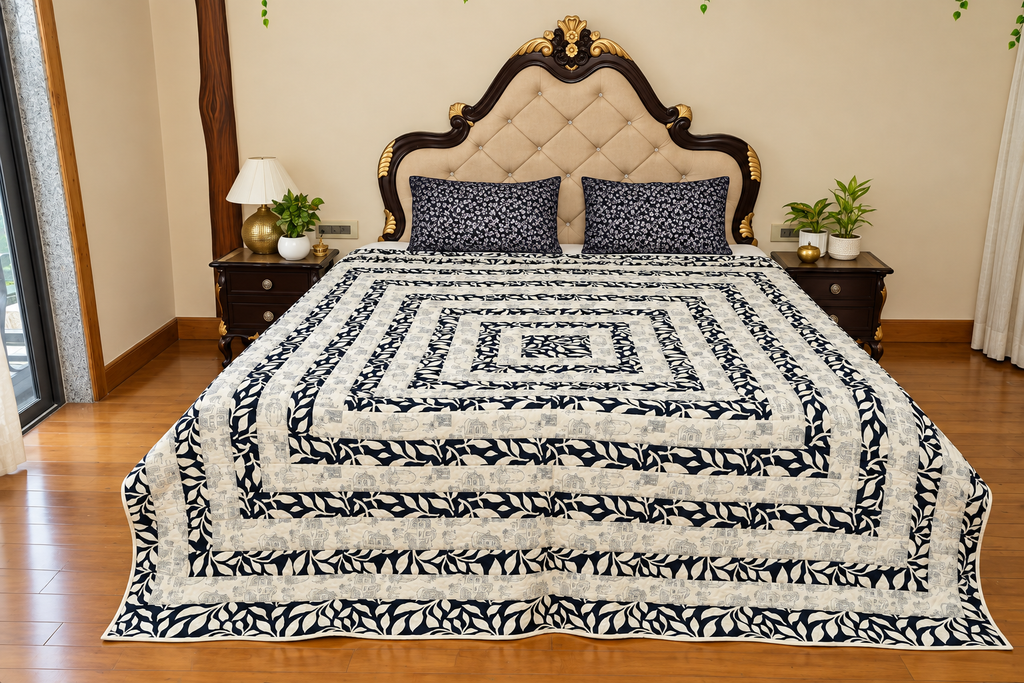 Vintage Mist Handcrafted Cotton Quilt