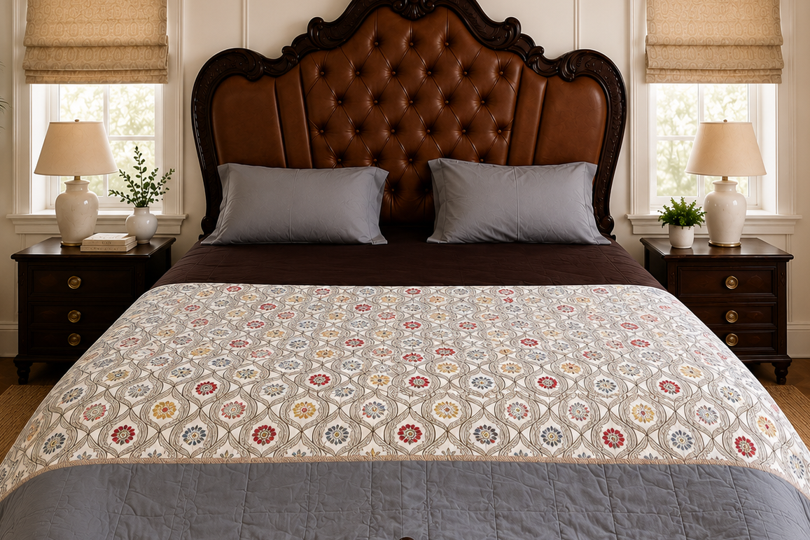 Amber Bloom- Hand Crafted Cotton Quilts