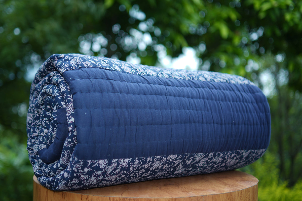 Navy Bloom Handcrafted Quilt