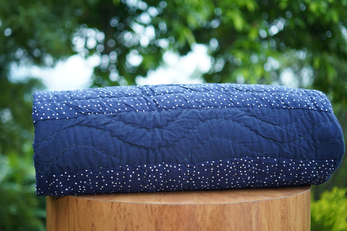 Navy Bloom Handcrafted Quilt