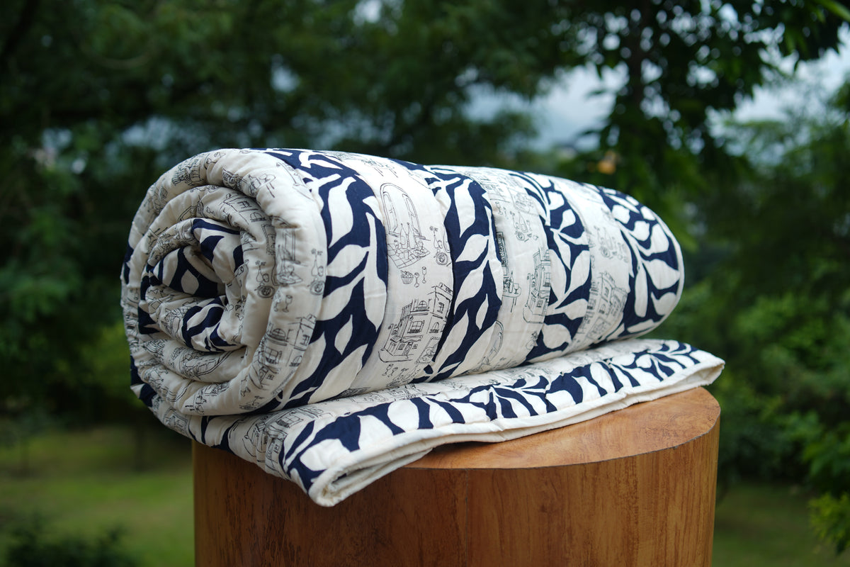 Vintage Mist Handcrafted Cotton Quilt
