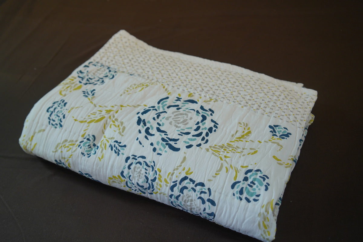 Blue Meadow – Handcrafted Cotton Quilt