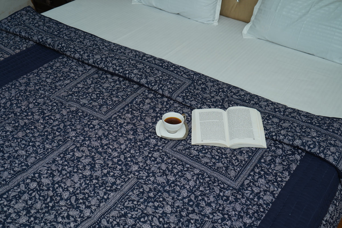 Navy Bloom Handcrafted Quilt
