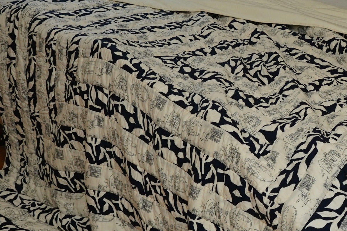 Vintage Mist Handcrafted Cotton Quilt