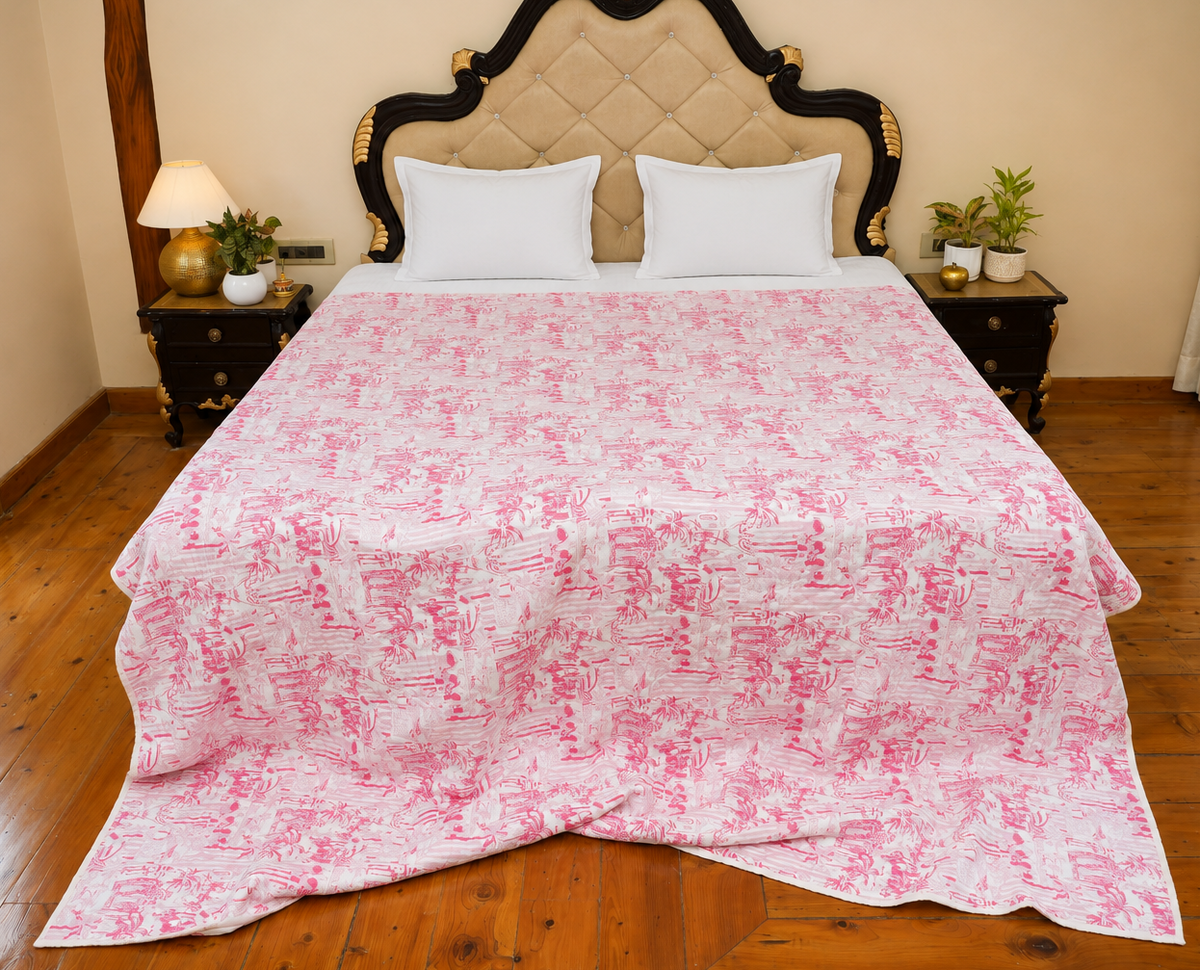 Gulabi Dastan Handcrafted Cotton Quilt