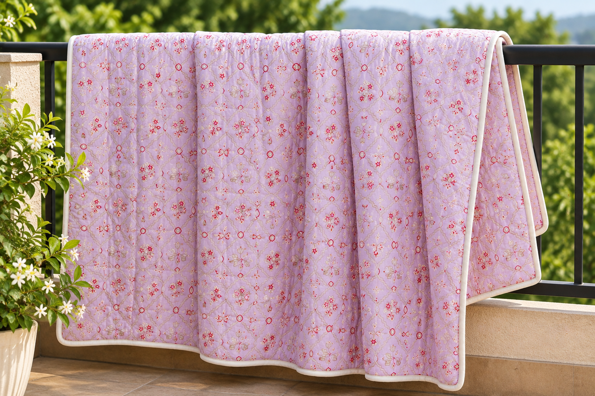 Lilac Rose Handcrafted Cotton Quilt