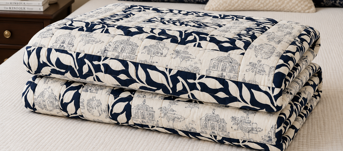 Vintage Mist Handcrafted Cotton Quilt