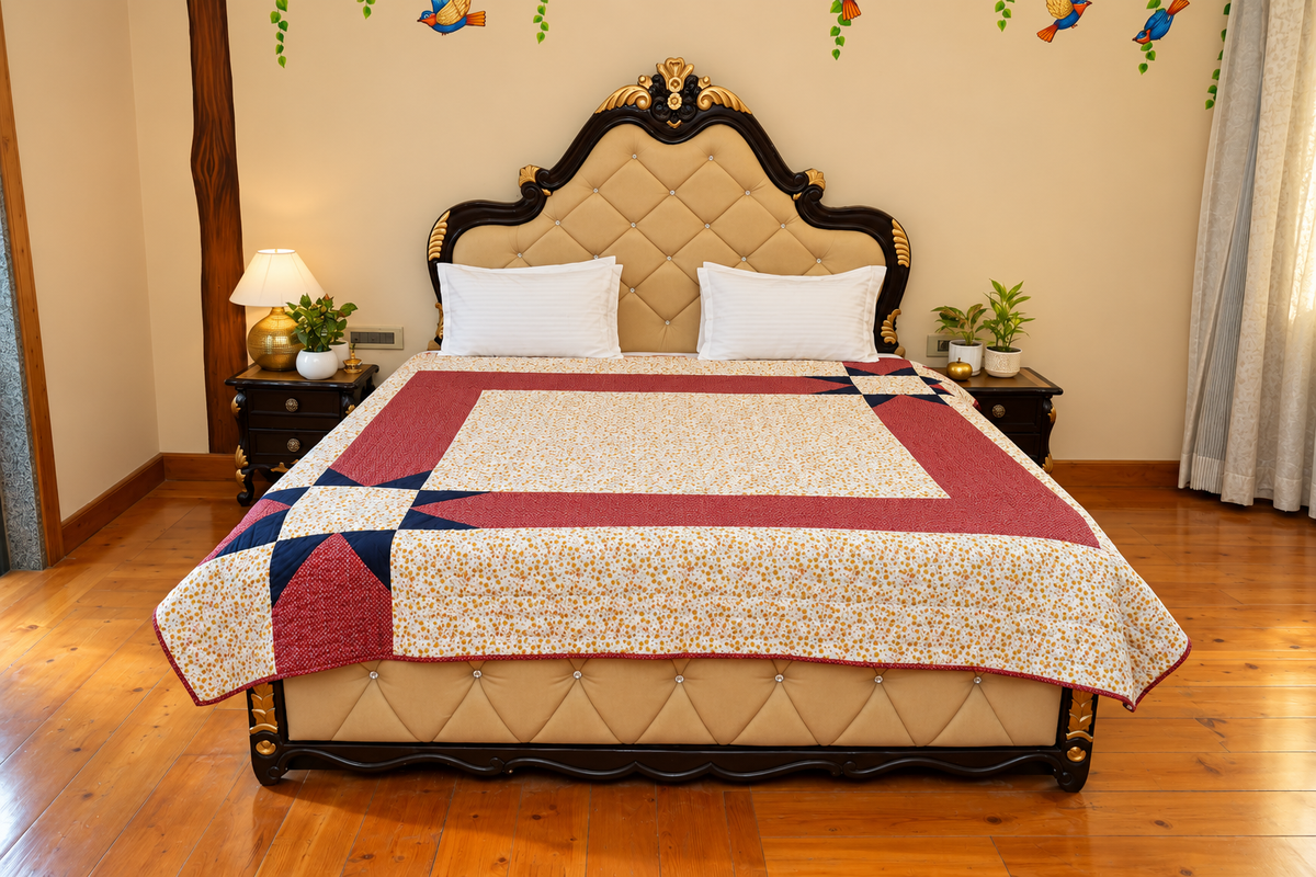 Blush Mosaic Handcrafted Cotton Quilt