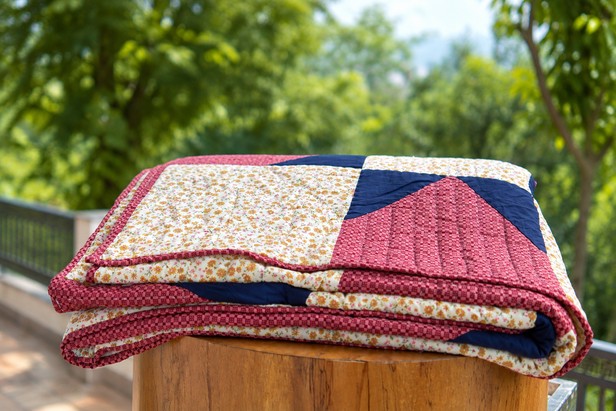 Blush Mosaic Handcrafted Cotton Quilt