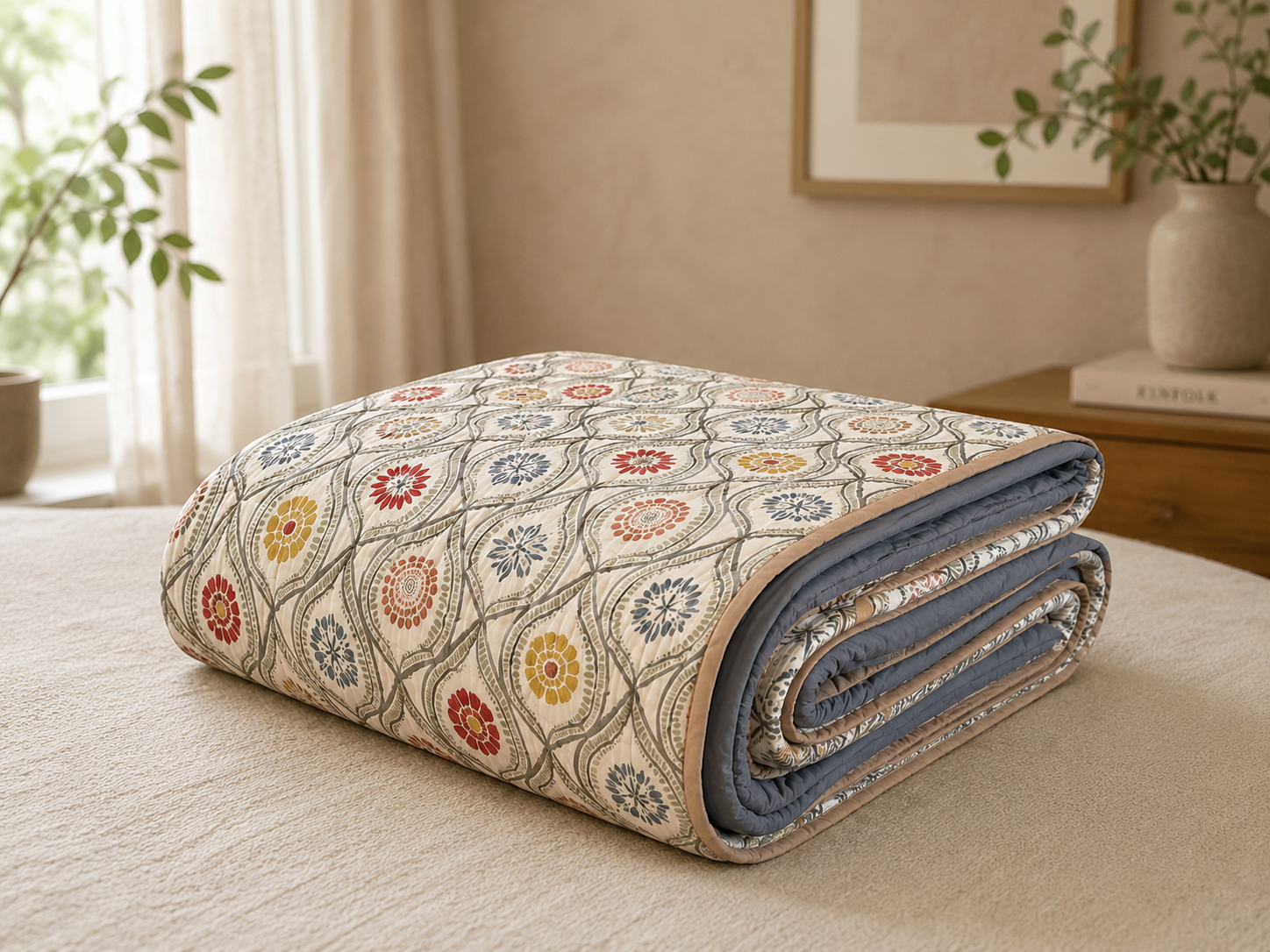 Amber Bloom- Hand Crafted Cotton Quilts